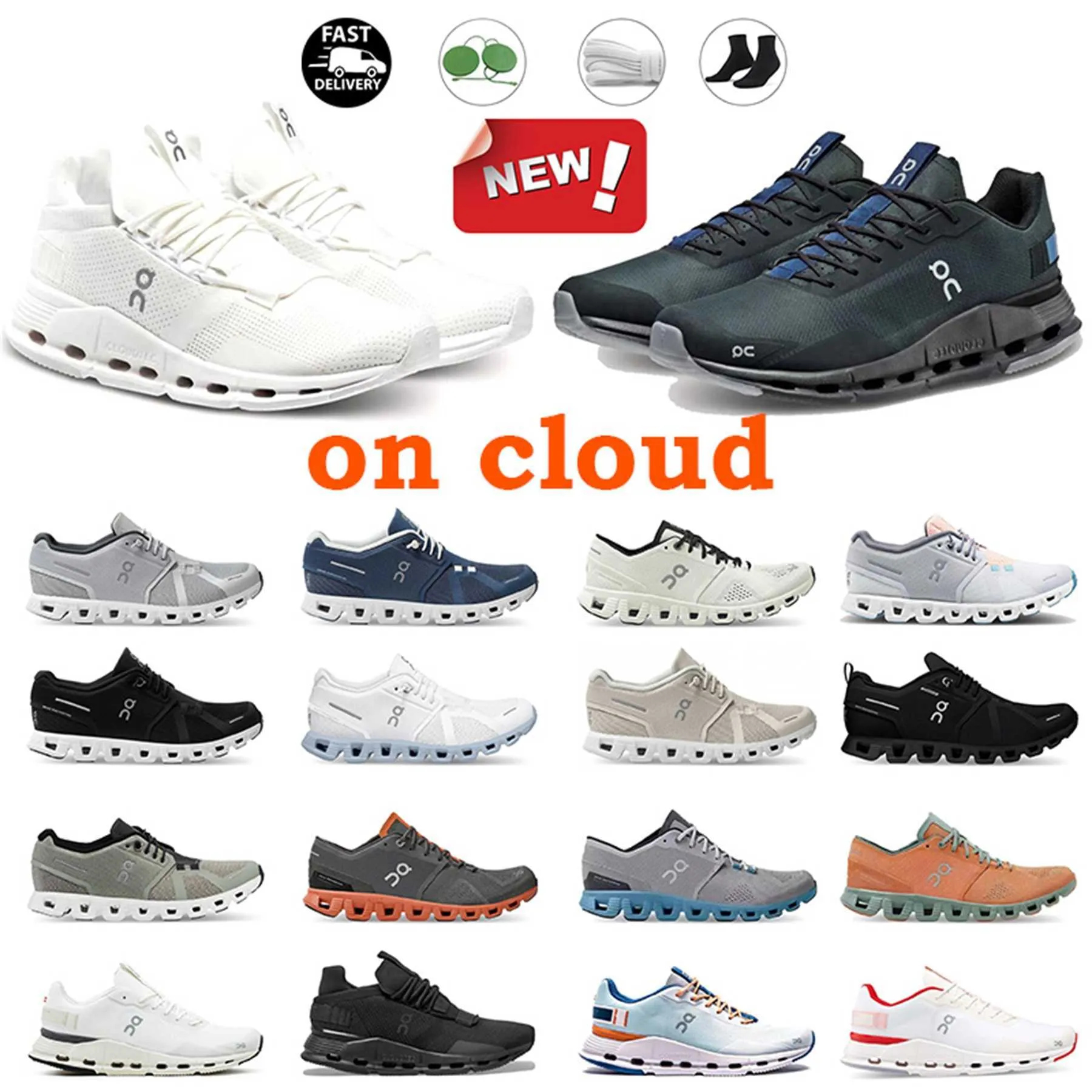 2024 0n Cloud Casual Shoes Designer Mens Running Running Sapato 0n nuvens tênis trepadeiras feder e sapato de treinar cruzado cinza preto azul masculino feminino esportista