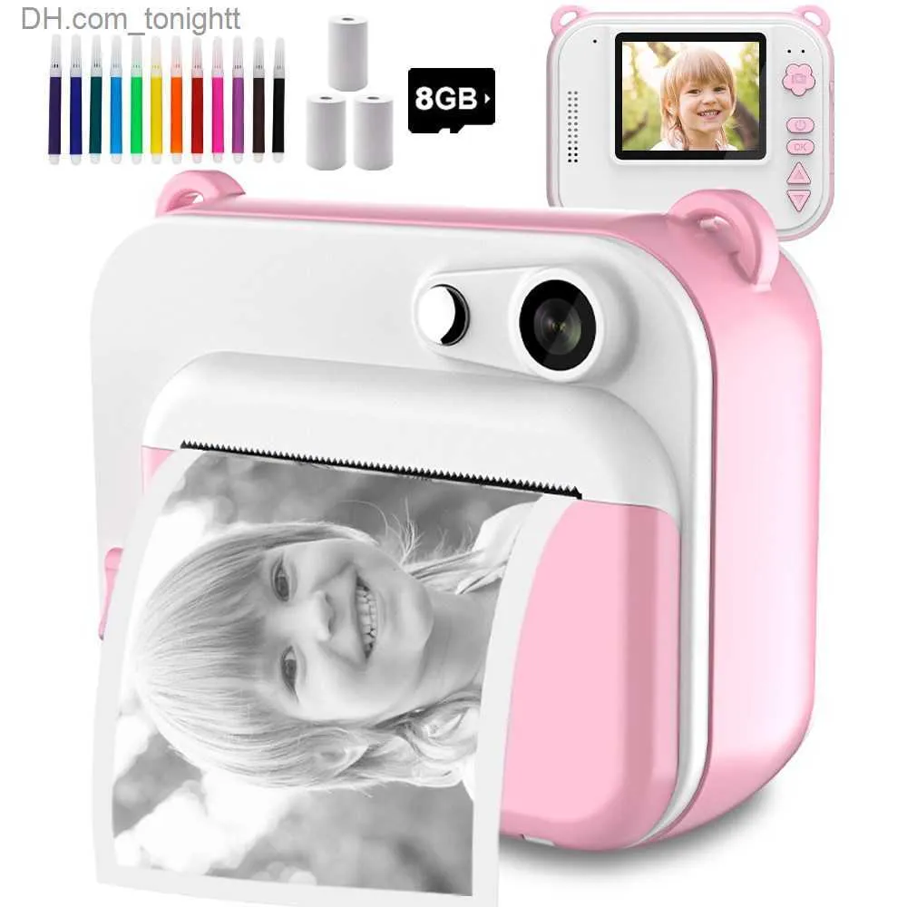 Kameror Children's Instant Print Camera med Thermal Printer Kid Digital Photo Boy's Birthday Present Child Video Girl's Toy Q230831