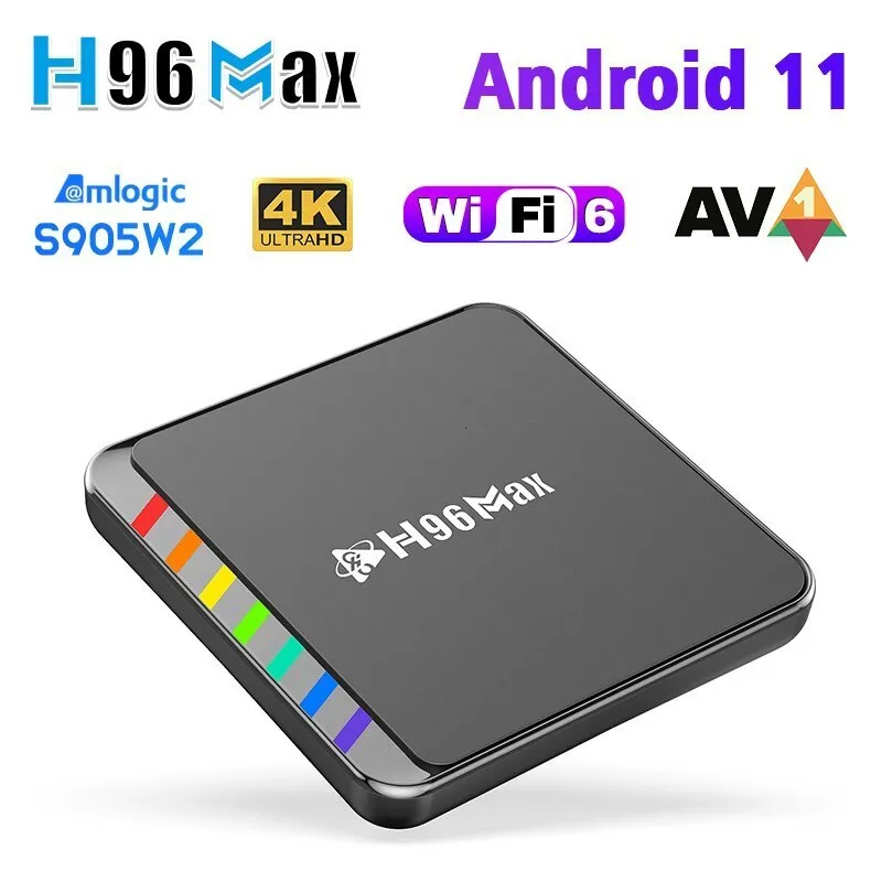 Установите Top Box Smart TV Box Android 11 S905W2 4GB 32GB 64GB AV1 Quad Core WiFi6 4K H96 MAX W2 SET Top Box Media Player TV Box 230831