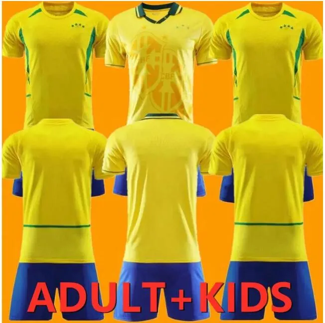 Man Kids Kit 1994 2002 Brazll Retro Soccer Jersey Ronaldo Romario Kaka Ronaldinho Rivaldo Maillot De Futol R.Carlos Brazii Brazilian Football Shird 66666