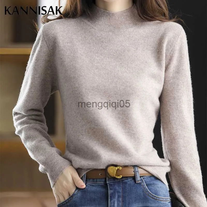 Damenpullover Lässiger Damenpullover Herbst Winter Warm Slim Fit Bottoming Shirt Stehkragen Grün Kamel Lose Koreanische Strickwaren Pullover Pullover HKD230831