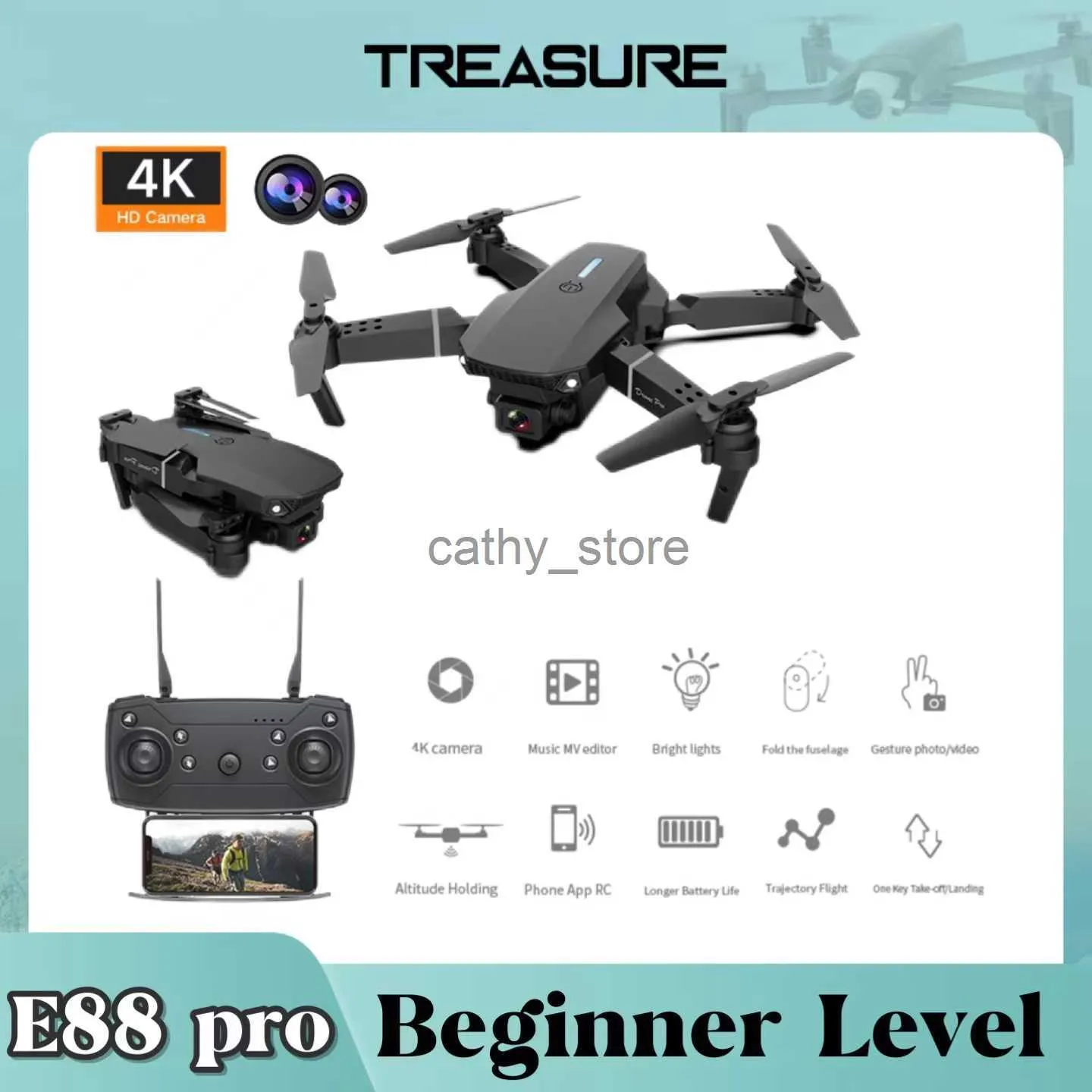 Simülatörler E88 Pro Drone 4K 1080P FPV WiFi Geniş Açılı HD Kamera RC Katlanabilir Quadcopter Yüksekliği Profesyonel Dron Toys Çocuk Hediyesi X0831