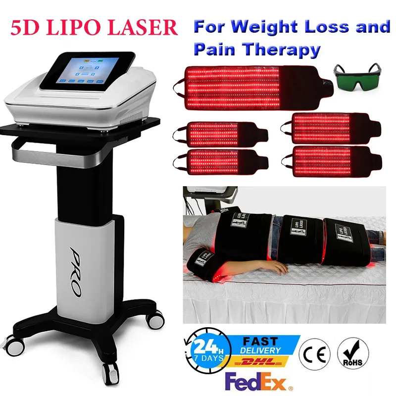 Lipolaser Maszyna laserowa utrata masy ciała terapia ból tłuszczu Nowy Slim Salon Stosek domowy 5D Maxlipo Dual Fail długość 650 nm 940 nm Sprzęt
