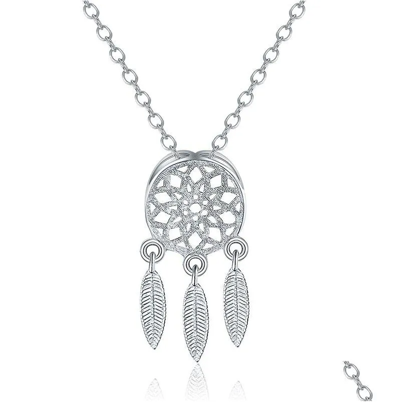 Brincos Colar 30% 925 Sterling Sier Jóias Conjuntos Coreano Dream Catchers Pena Pingente Stud Set para Mulheres Senhoras Moda Drop de Dhwnp