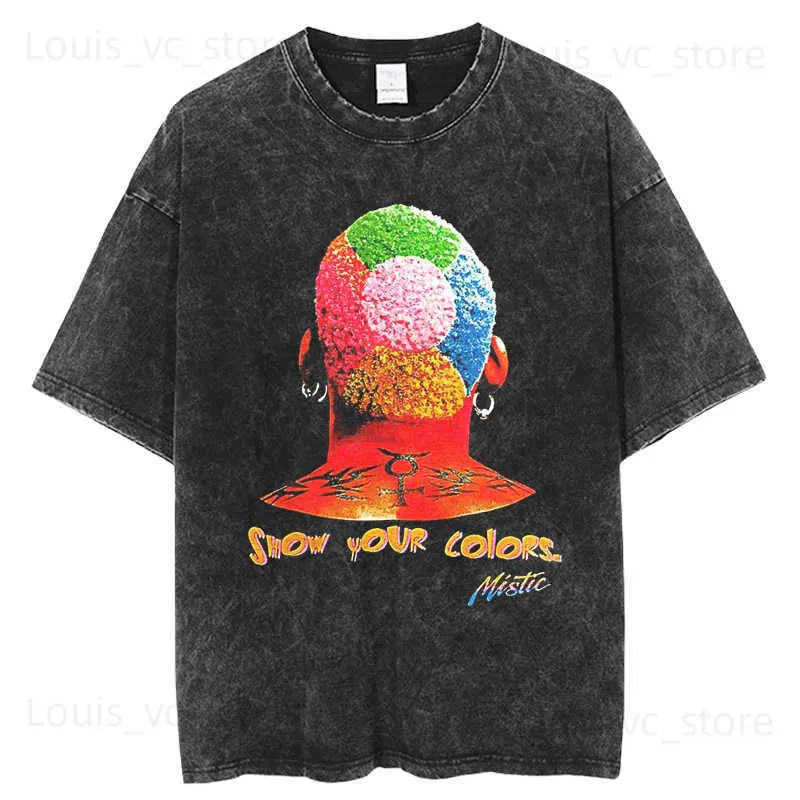 T-shirt Dennis Rodman Graphic Washing Thirt Men Hip Hop Streetwear Summer Short Short Short-Neck 2023 Haruku Men's Fashion Tees T230831