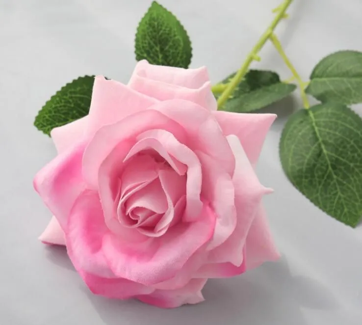 Artificial flowers single stem rose flowers for Wedding home decorations valentine day gift velvet material artificial rose flowers