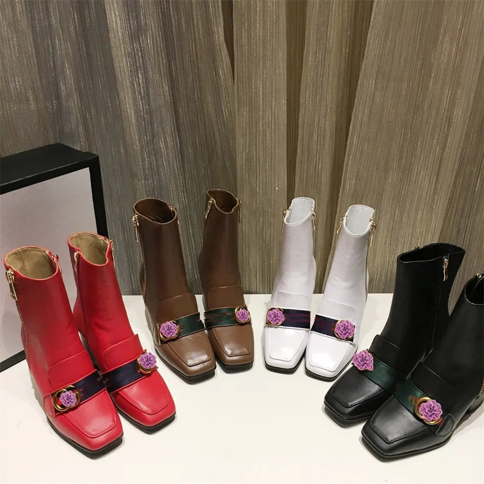 Designer de luxo botas de cowboy para mulheres botas altas sapatos estilo legal menina marrom botas de couro cowgirl botas dedo do pé redondo salto grosso martin botas alta versão tamanho 35-41