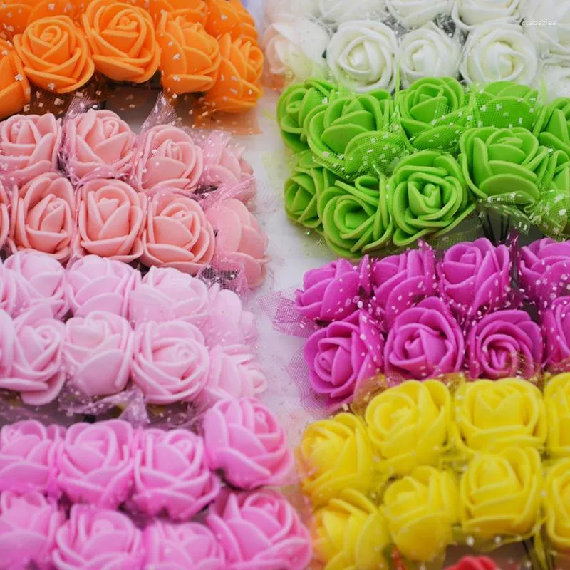 装飾的な花144pcs/bag pe foam rose 3d背景壁結婚式の装飾家の背景のための人工花パネルベビーシャワー