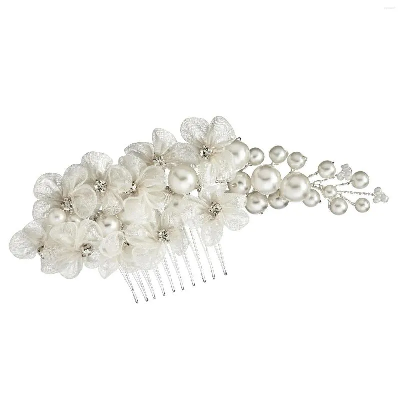 Haarspeldjes Vrouwen Oogverblindende Bruiloft Kam Kant Simulatie Bloem Strass Haarspeld Voor Vrouw Decoratieve Ornamenten Ly