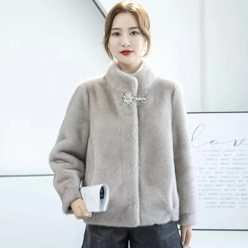 Женский мех высококачественный фальшивый пальто мода теплое верхняя одежда осень зимняя коротка имитационная имитационная зазор Универсальный c101