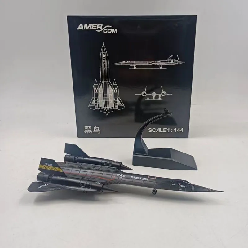 Flygplan Modle Diecast Metal Alloy Jet Toy 1 144 Skala SR-71 SR71 Blackbird Aircraft Plan Model Toy for Collection 230830