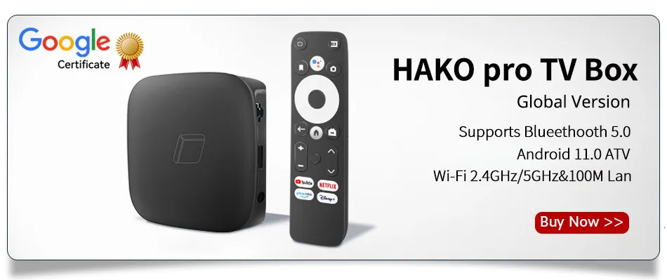 Comprar HAKO Pro Dispositivo de TV inteligente Certificación de Google  Amlogic S905Y4 2,4G 5G Wifi Bluetooth5.0 4K HDR reproductor multimedia DDR4  4G Set Top Box Android 11