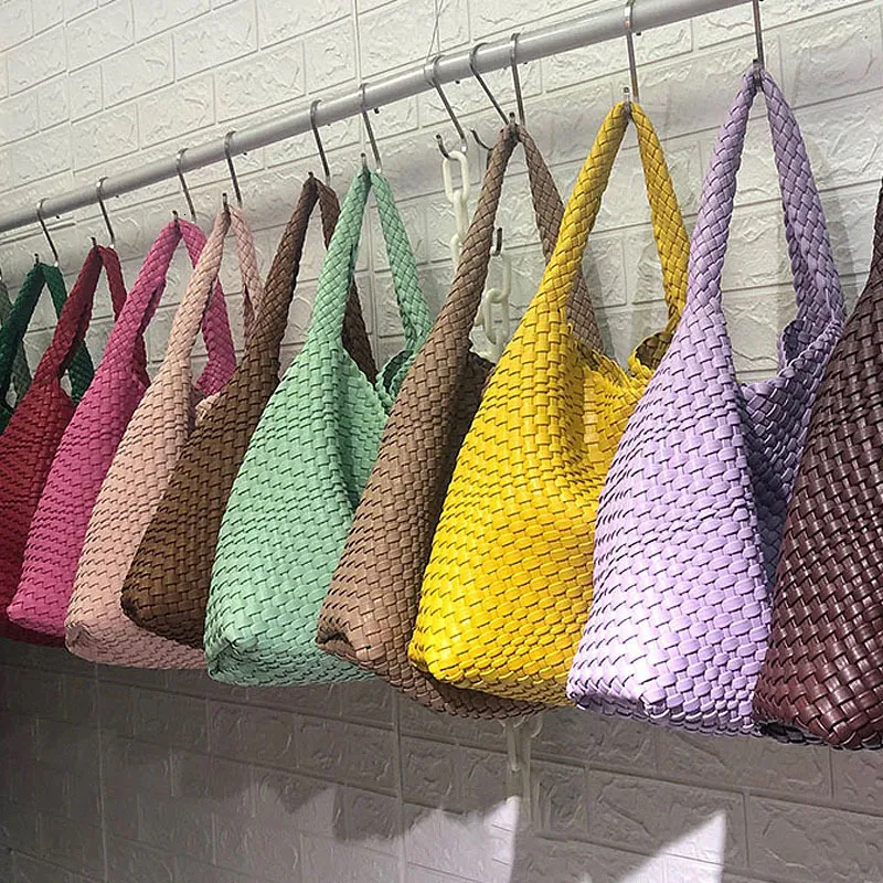 Evening Bags 23 Colors Woven vegan leather Bag Large Capacity Hobo Shoulder Bags Women Tote Bag Dedigner Shopper Travel Beach Handbags Purses 230830