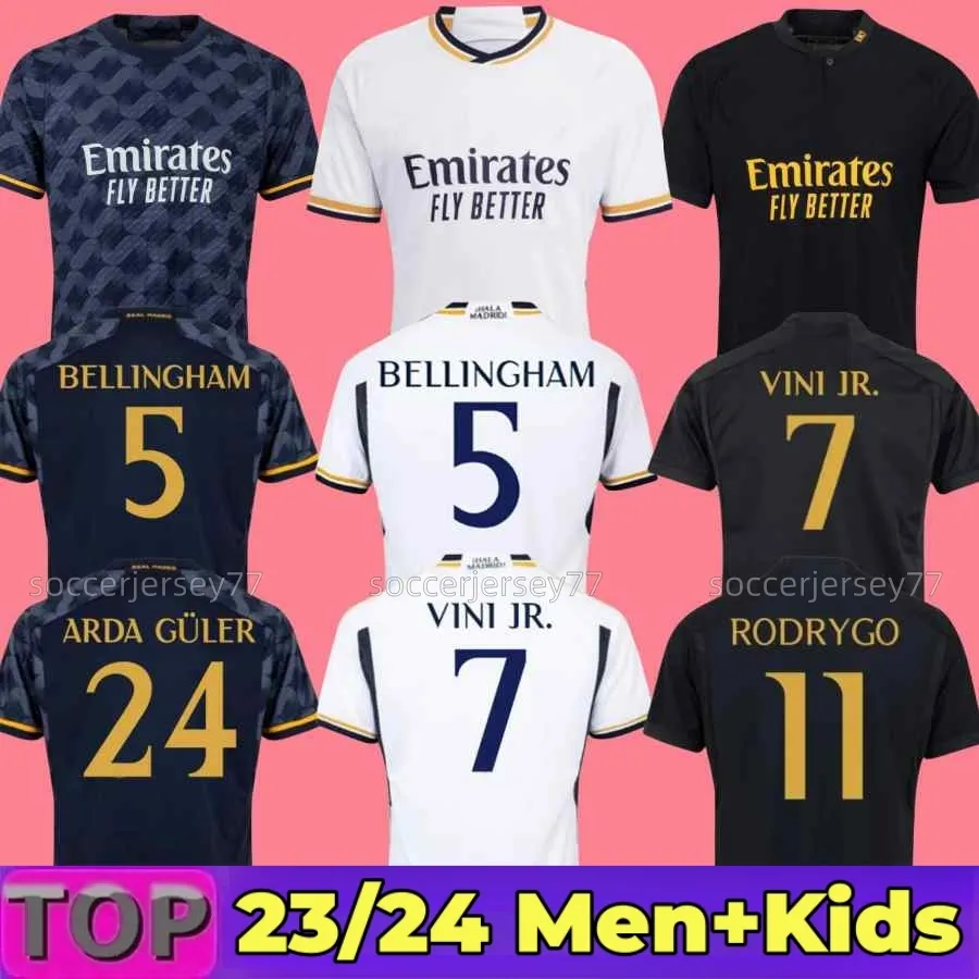 23/24 Bellingham Vini Jr Futbol Formaları Mbappe Tchouameni 2023 2024 Futbol Gömlek Real Madrids Camavinga Rodrygo Modric Camisetas Erkek Çocuk Kit Üniformaları Hayranlar Oyuncu Oyuncuları