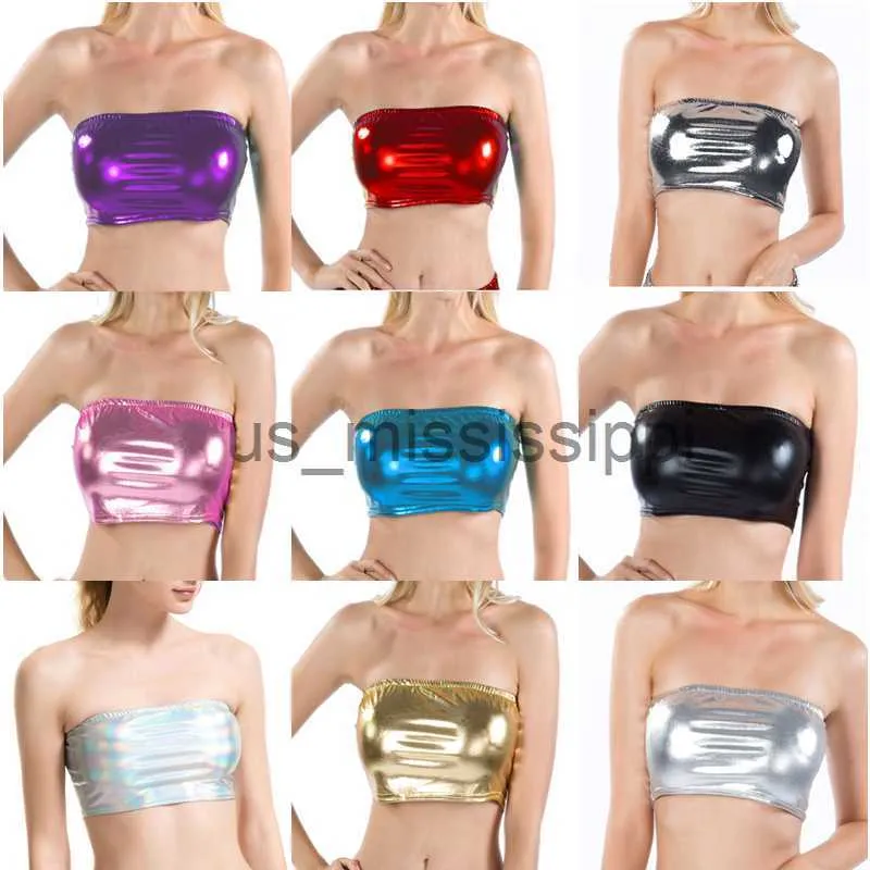 Inne przedmioty zdrowotne Summer Sexy Gold Strapless Bussy Crop Top Women B lśniące odcinek imprezowy cekin cekin tube top bandeau tank top taneczny kostium x0831