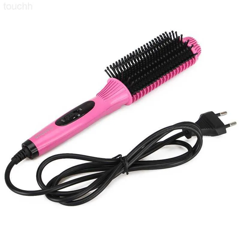 Glätteisen Dropshipping Multifunktionale Elektrische Haar Curler Anti-verbrühen Eisen Haarglätter Kamm Glättung Pinsel Curling Werkzeug L230916