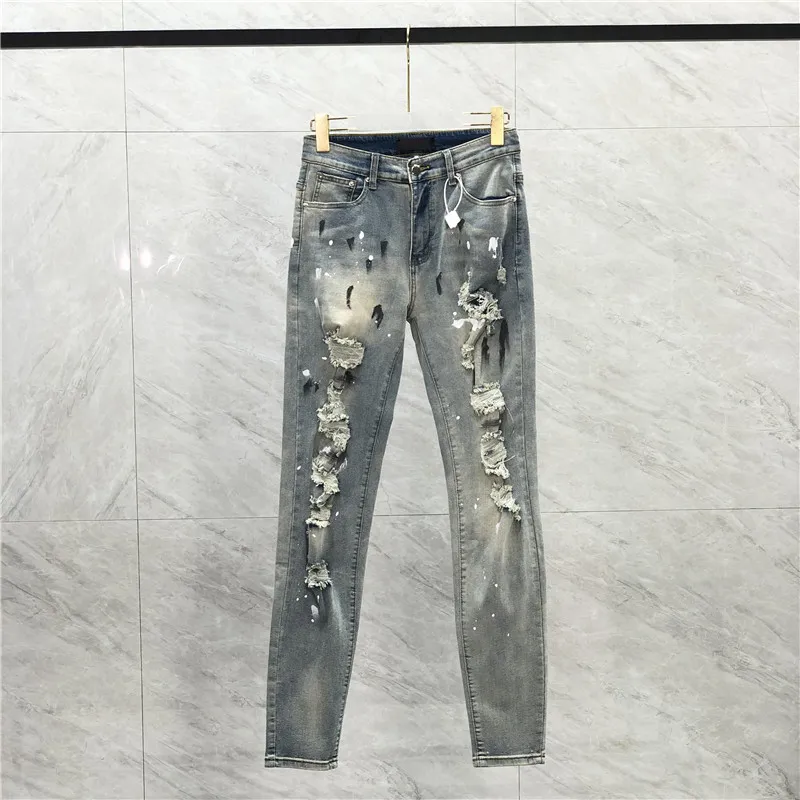 Luxurys designers jeans meichao high street orolig mode pierre raka mäns kvinnliga cyklist hål stretch denim casual jean män mager byxor elasticit