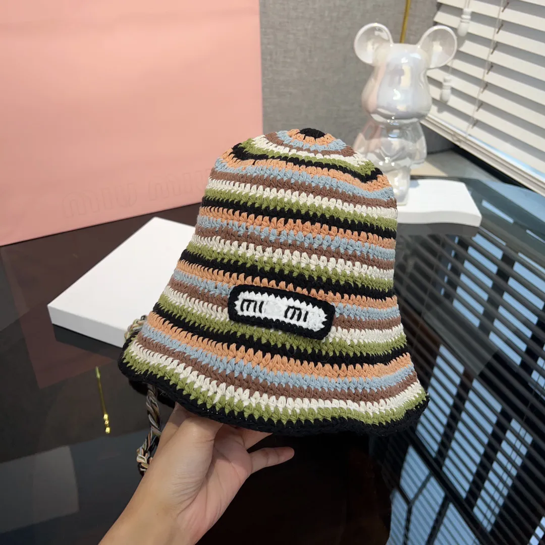 Designer Luxury New Colourful Tie Stripe Knit Fisherman's Hat Fashionable Party Trend Items