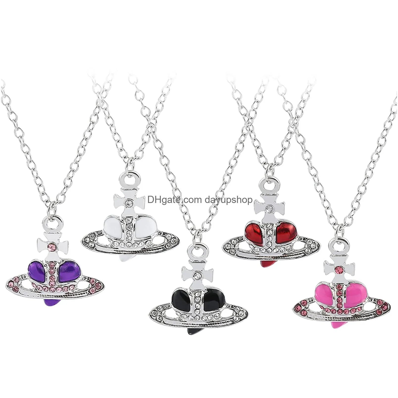 White pearl bead necklaces crystal sale rhinestone saturn planet necklace