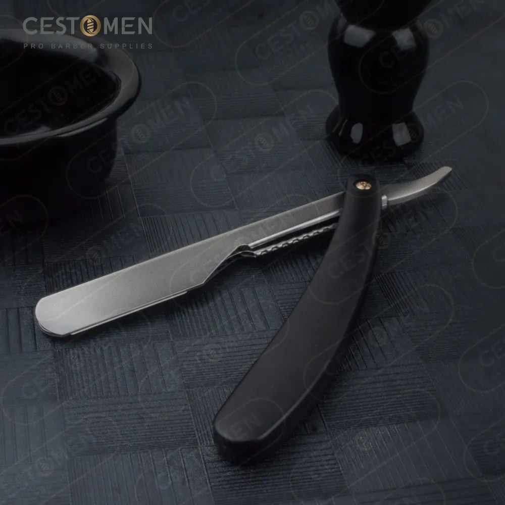 Katlanır Dayanıklı Plastik Siyah Tutar Tek Bıçak Güvenliği Jilet Klasik Slayt Düz Razor Barber Professional Razor