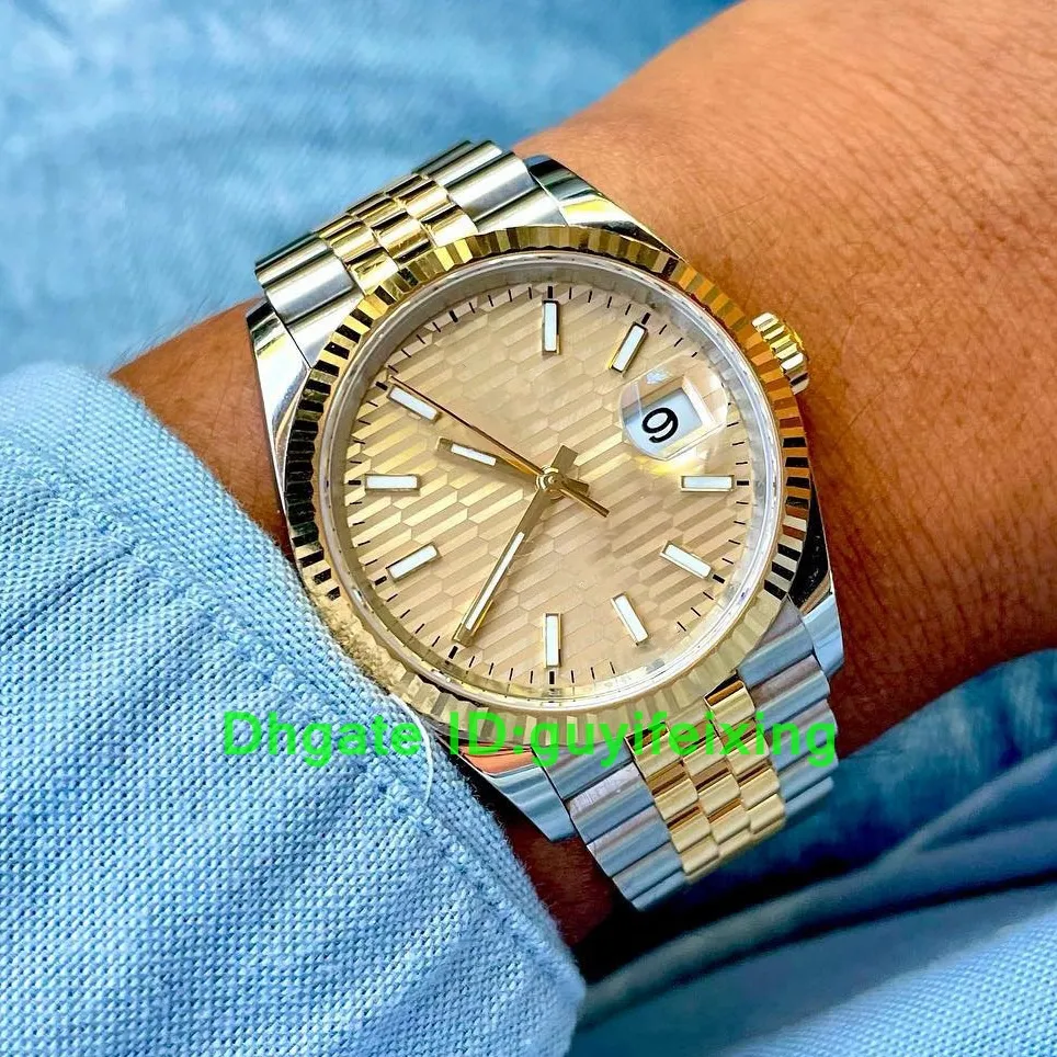 Klockor för män lyxiga högkvalitativa kvinnors klockor 36mm 116233 126233 räfflad ram två ton guldsteel jubileumsarmband automatisk rörelse eleganta armbandsur