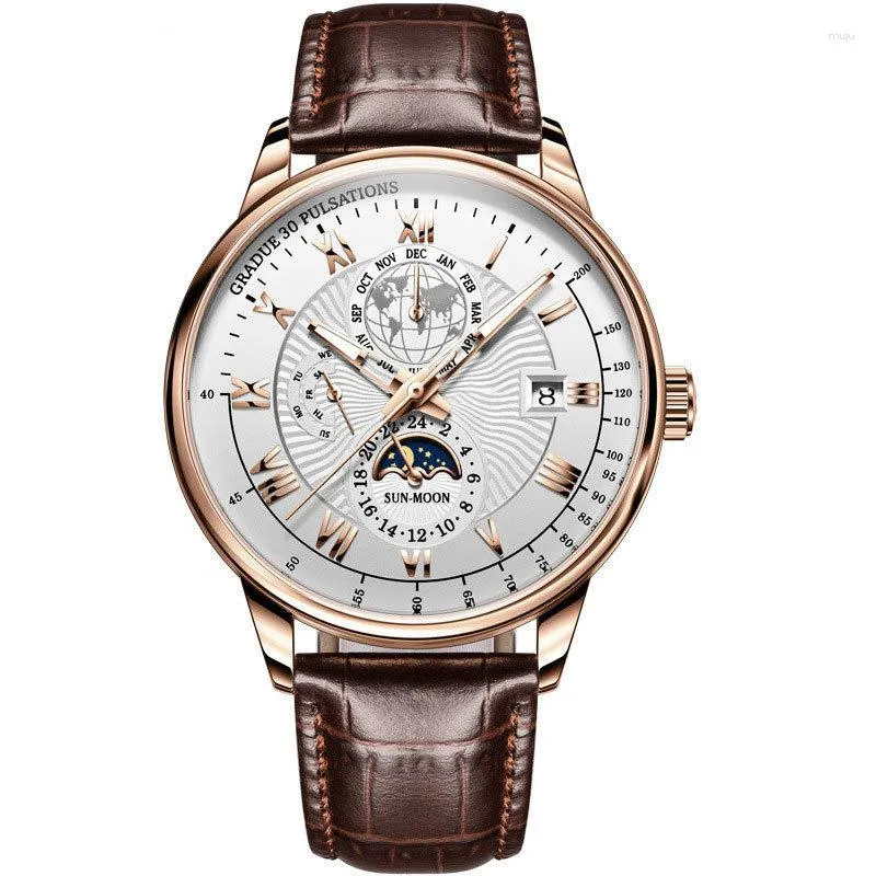 Wristwatches 2023 Men Calendar Watch Leisure And Fashionable Leather Strap Quartz Luxury Gift Wristwatch Drop