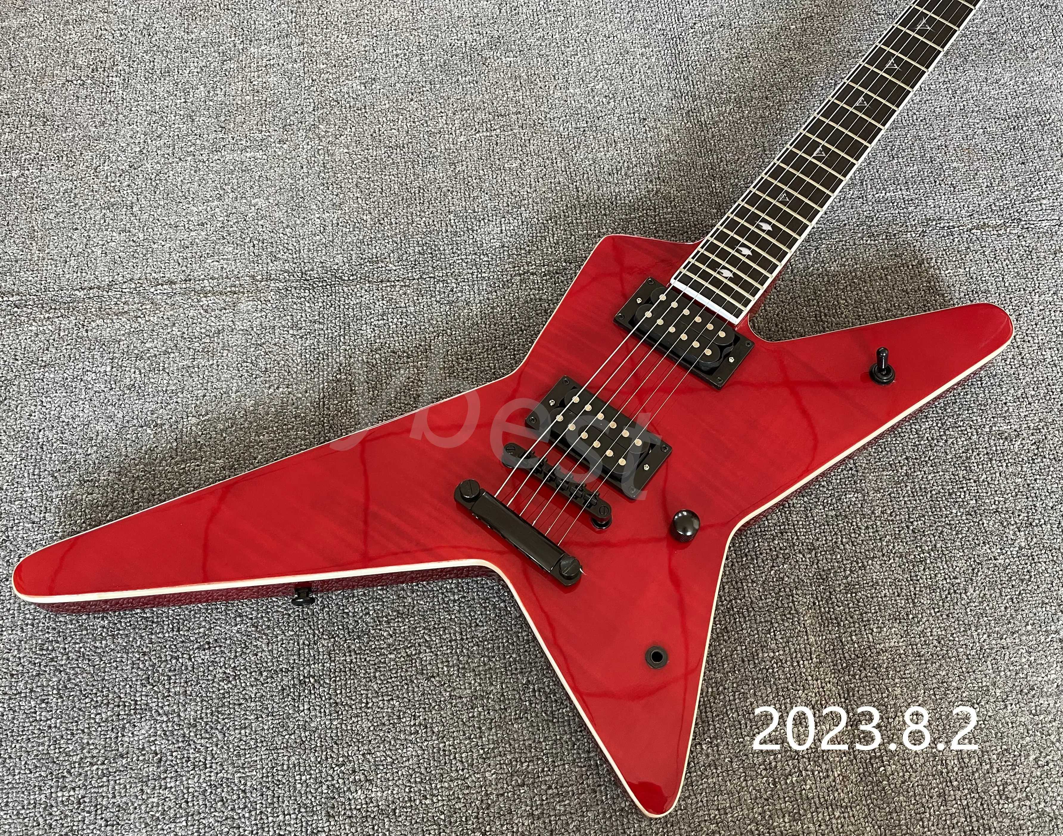 Electric Guitar Transparent Red Flame Top Ebony Fingerboard Electric Guitar Transparent Red Flame Top Ebony Fingerboard