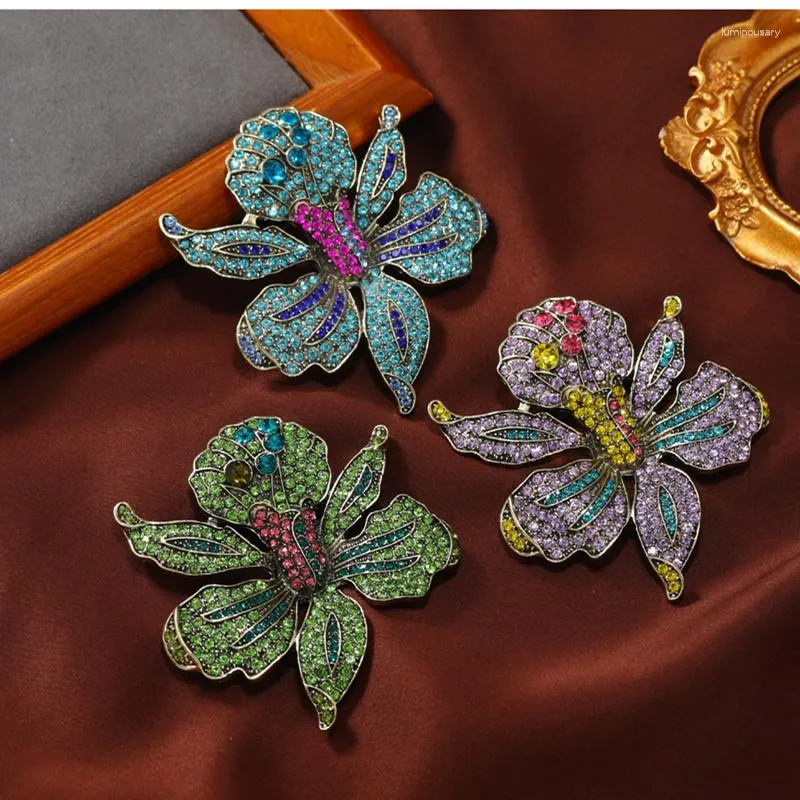 Broches MITTO a conçu des bijoux de mode et des accessoires de haute qualité, strass multicolores, pavé de fleurs, orchidée, robe VINTAGE
