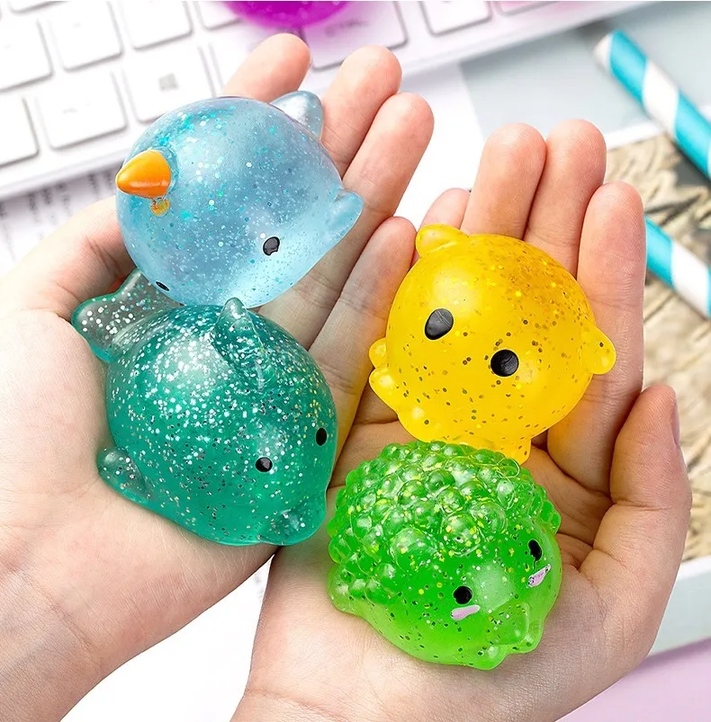 Decompressiespeelgoed Glitter Mochi Squishy Speelgoed Pinch Schattige dieren Squishy Stressverlichter Feestartikelen voor kinderen