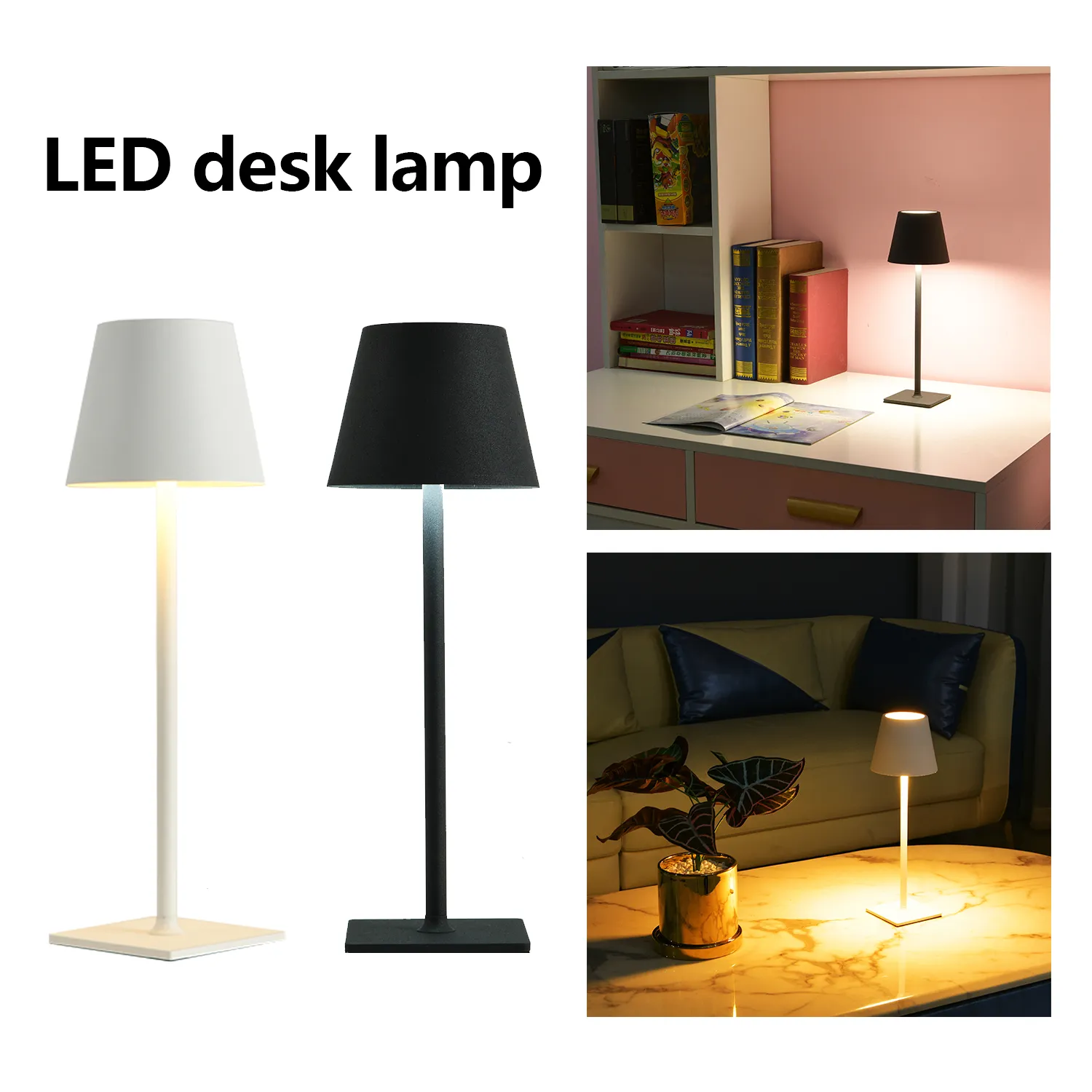 LED-Schreibtischlampe für Bar, Restaurant, Ambiente, kabellose Tischlampen,  Arbeitszimmer, Büro, Licht, wasserdichte Touch-Lampe mit USB-Aufladung