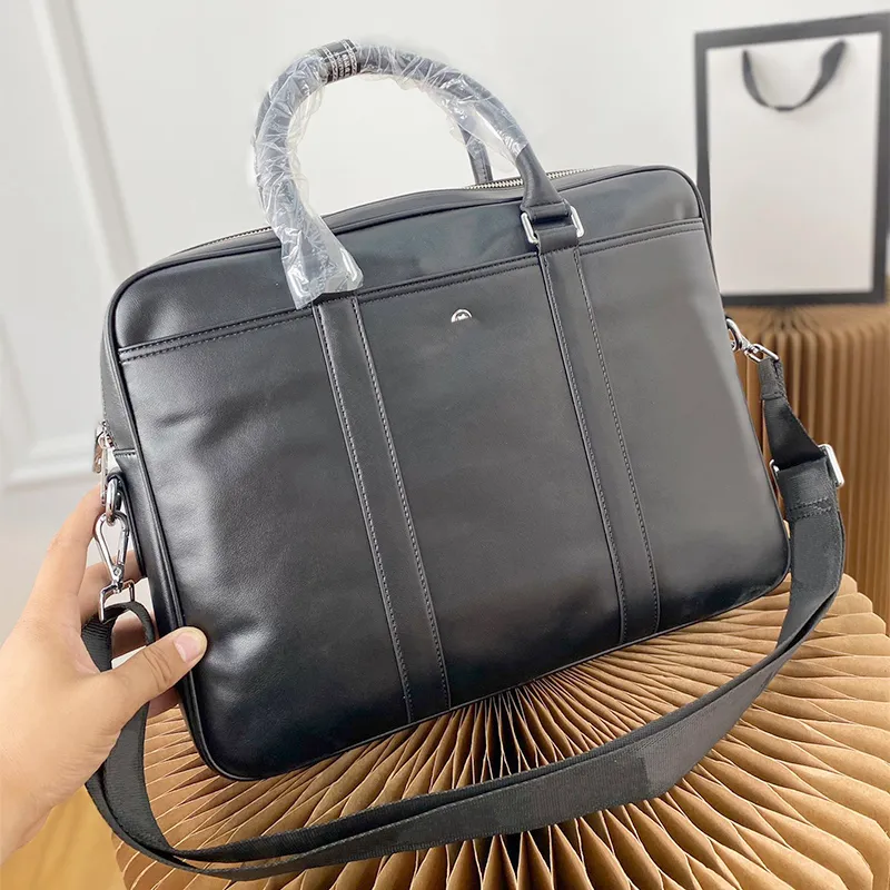 Luxury Leather Briefcase for Men, Solid Color Letter Design, Large ...
