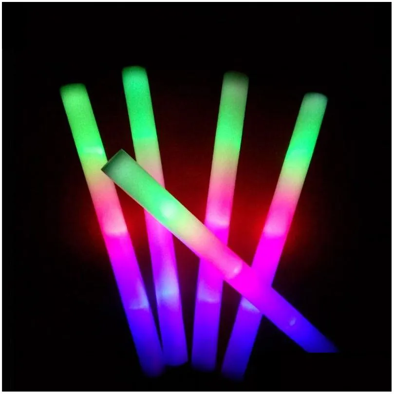 Sticks Light-Up Foam Party Concert Decor LED Mjuka batonger Rally Rave Glowing Wands Color Changing Flash Torch Festivaler Lysande Stick Drop