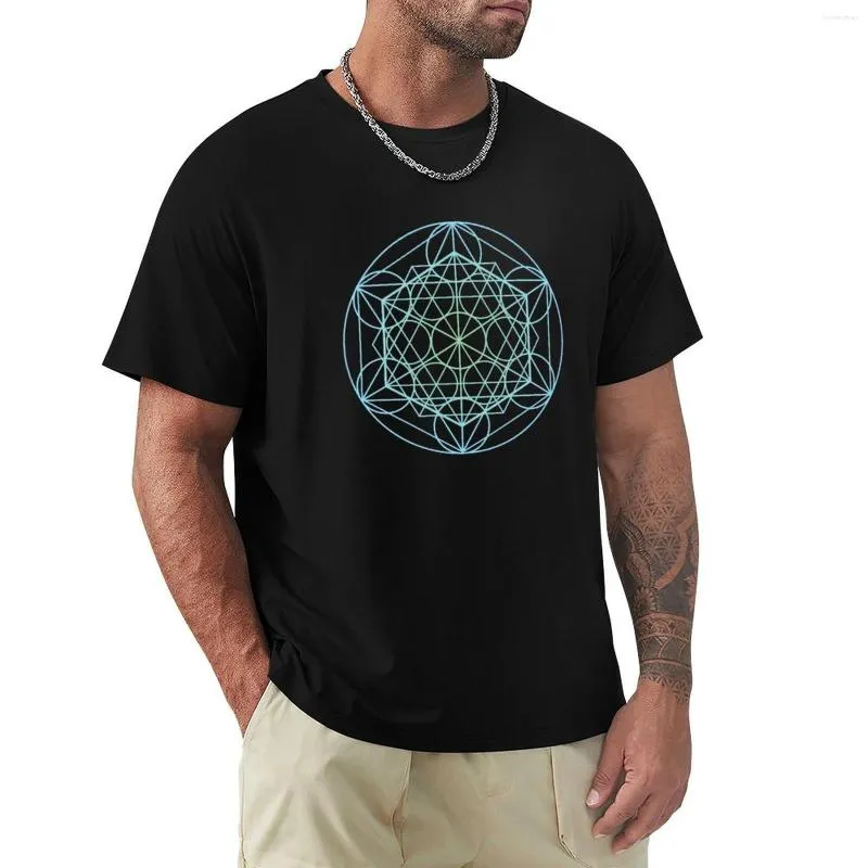 Polos masculinos metatron cubo geometria sagrada camiseta bonito topos anime camisa de treino masculino