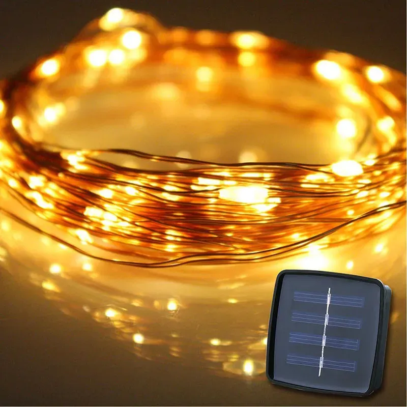 10m 100 LED Solar Lamps Copper Wire Fairy String Patio Lights 33ft Waterproof Outdoor Garden Christmas Wedding Party Decoration