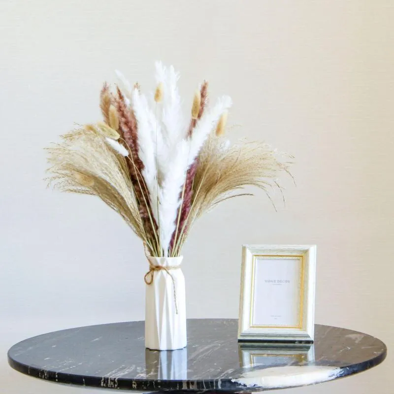 Dekorativa blommor 50/55st/Lot Fluffy Phragmites White Pampas Grass Decoration Natural Bunnytail Torkad Bouquet Boho Home Room Decor