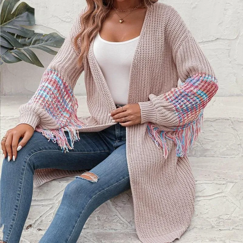 Women's Knits Fashion Cardigan For Women Sweaters 2023 Knit Coat Vintage Boho Tassel Knitwears Sweater Long Sleeve Top Feminino