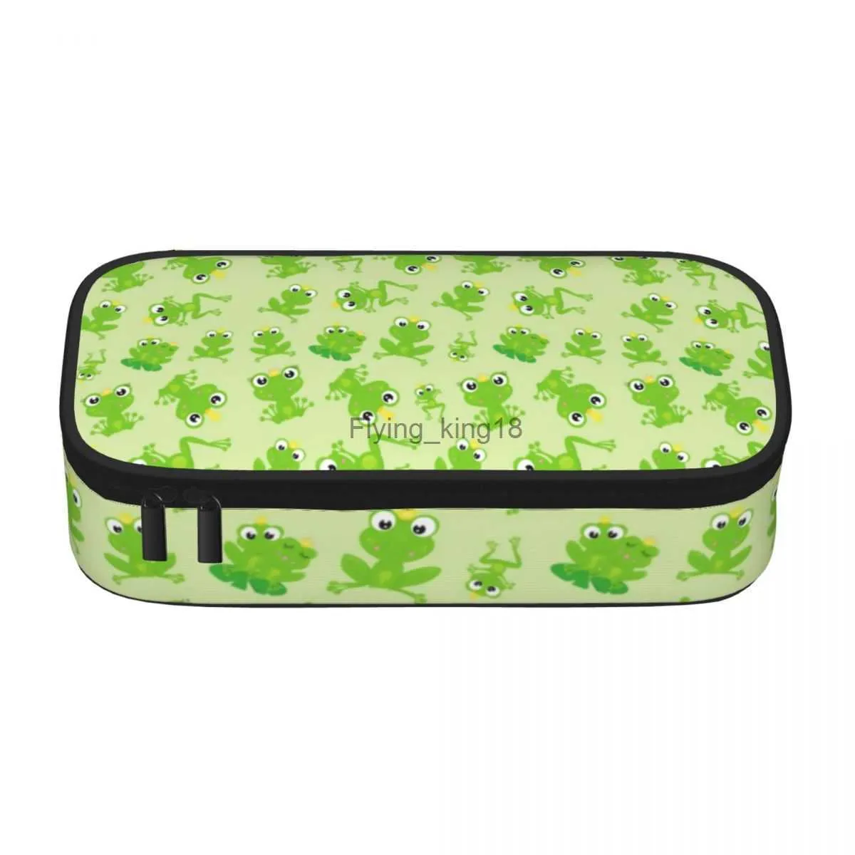 Sacos de lápis bonito sapo lápis caso verde animal impressão faculdade para criança zíper caixa de lápis retro multi função caneta bolsa hkd230831