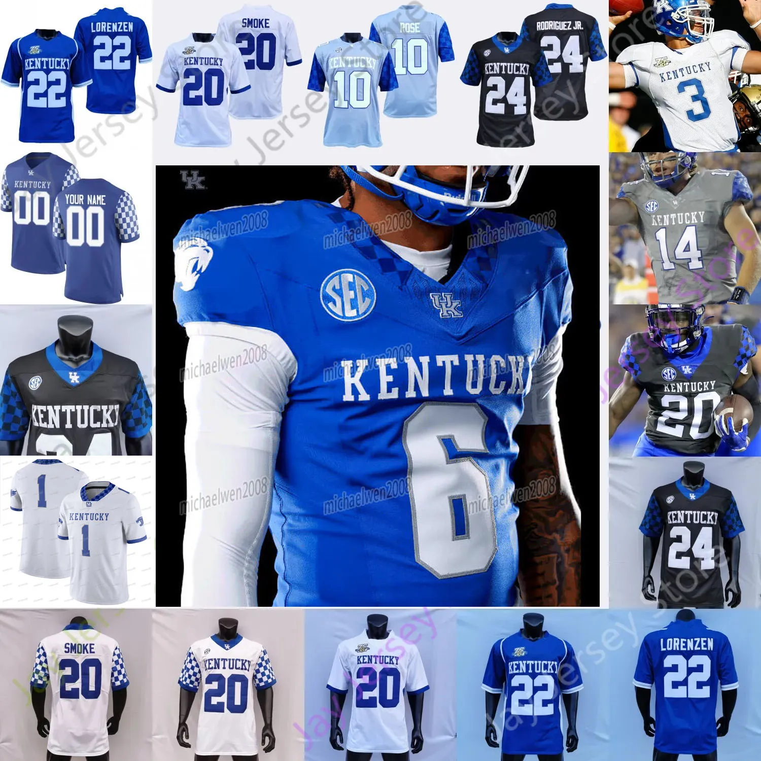 2023 New Kentucky Wildcats 축구 저지 NCAA College Randall Cobb Josh Ali Beau Allen Rodriguez Jr. Michael Drennen II Robinson Benjamin Snell Akeem Hayes