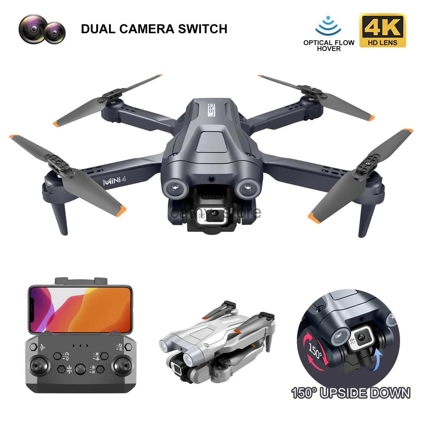 Simuladores MINI 4 RC Drone Controle Remoto Helicóptero Drone 4K Câmera Z908 Pro Wifi Mini Drone Toy Evite Quadcopter Toy Esc Dual Camera X0831