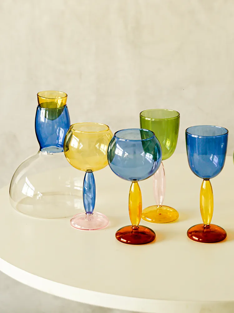 Copos de vinho Cálices de vinho coloridos Bordeaux Copos de vinho Copos de luxo Home Party Drinkware Decor ins Nordic Coffee Cup Cocktail Glass Barware 230831