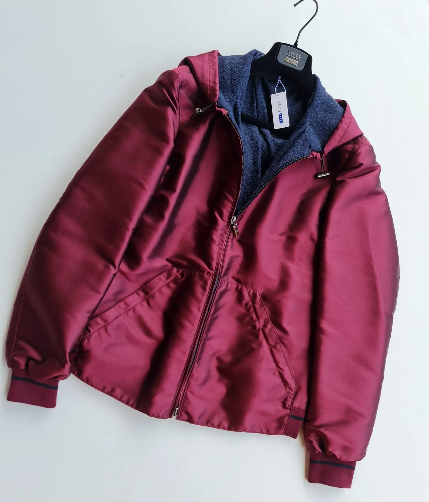Jaquetas masculinas inverno zilli vermelho zíper casacos esportivos com capuz casual