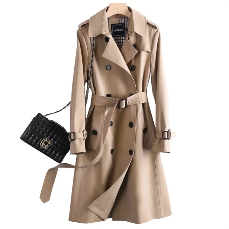 Spring Autumn Trench Coat Women Loose Clothing Outerwear Double Breasted Long Windbreaker ss