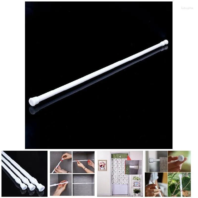 Shower Curtains Multifunctional Adjustable Curtain Rod Metal Spring Loaded Bathroom Bar Extendable Poles Rail Hanger Rods