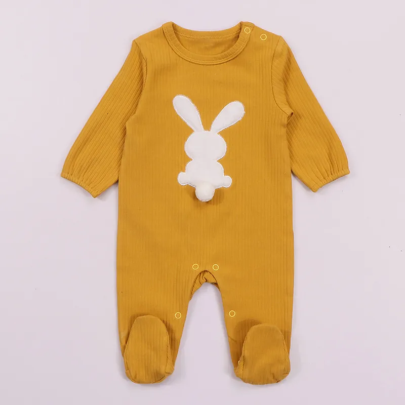 Barboteuses Bébé barboteuse pyjamas enfants vêtements manches longues enfants vêtements bébé lapin salopette côtelé footies barboteuse absorption d'humidité 230831