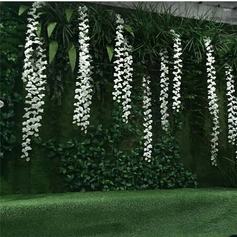 Fiori decorativi Piante verdi artificiali 200 cm Stringa di orchidea di seta Vite Fiore di simulazione Orchidee finte Pianta Rattan Decorazione del balcone di casa