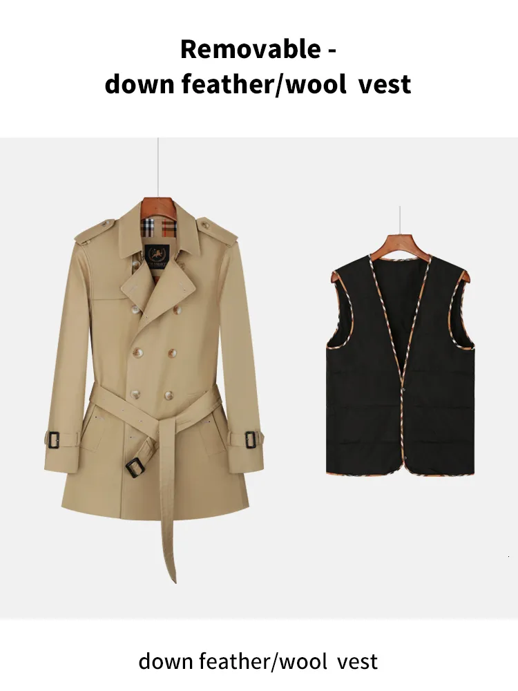 Mens Trench Coats Windbreaker Mens Mid Length Double Breasted