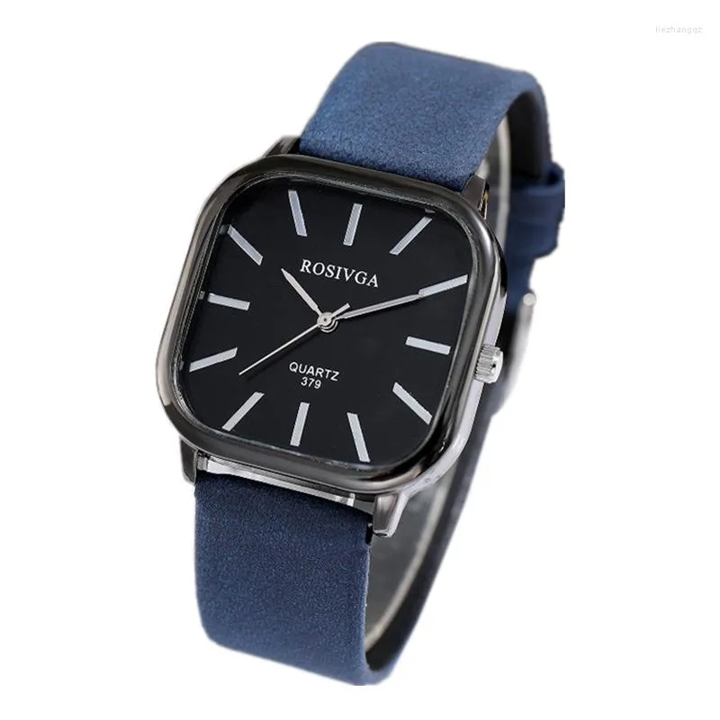 Wristwatches Student Wrist Watch Men And Women Leather Strap Simple Square Quartz