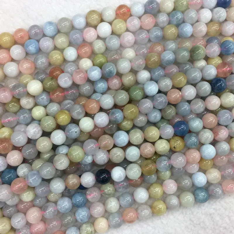 Loose Gemstones Wholesale Genuine Natural Multicolour Green Pink Blue Aquamarine Beryl Morganite Round Gemstone Beads 4-12mm 15" 05583