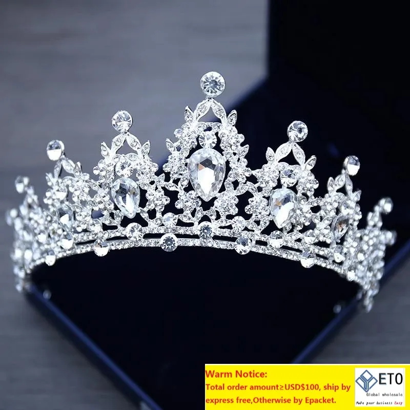 Rhinestone Barrettes Düğün Başlıkları Takı Tiara Kristal Diademas Prenses Taç Elbise Gelin Aksesuarları Toptan Zz