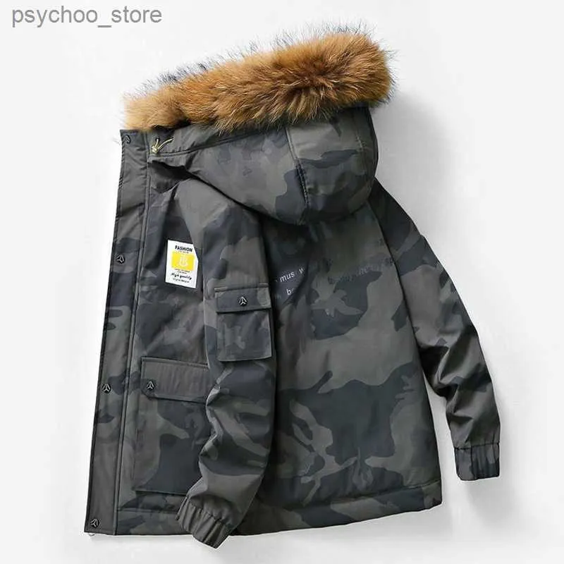 Parkas pour hommes Degré -30 90% hiver doudoune de canard hommes Parkas à capuche col de fourrure coupe-vent épais chaud Camouflage vers le bas manteau 5XL 6XL 7XL 8XL Q230831